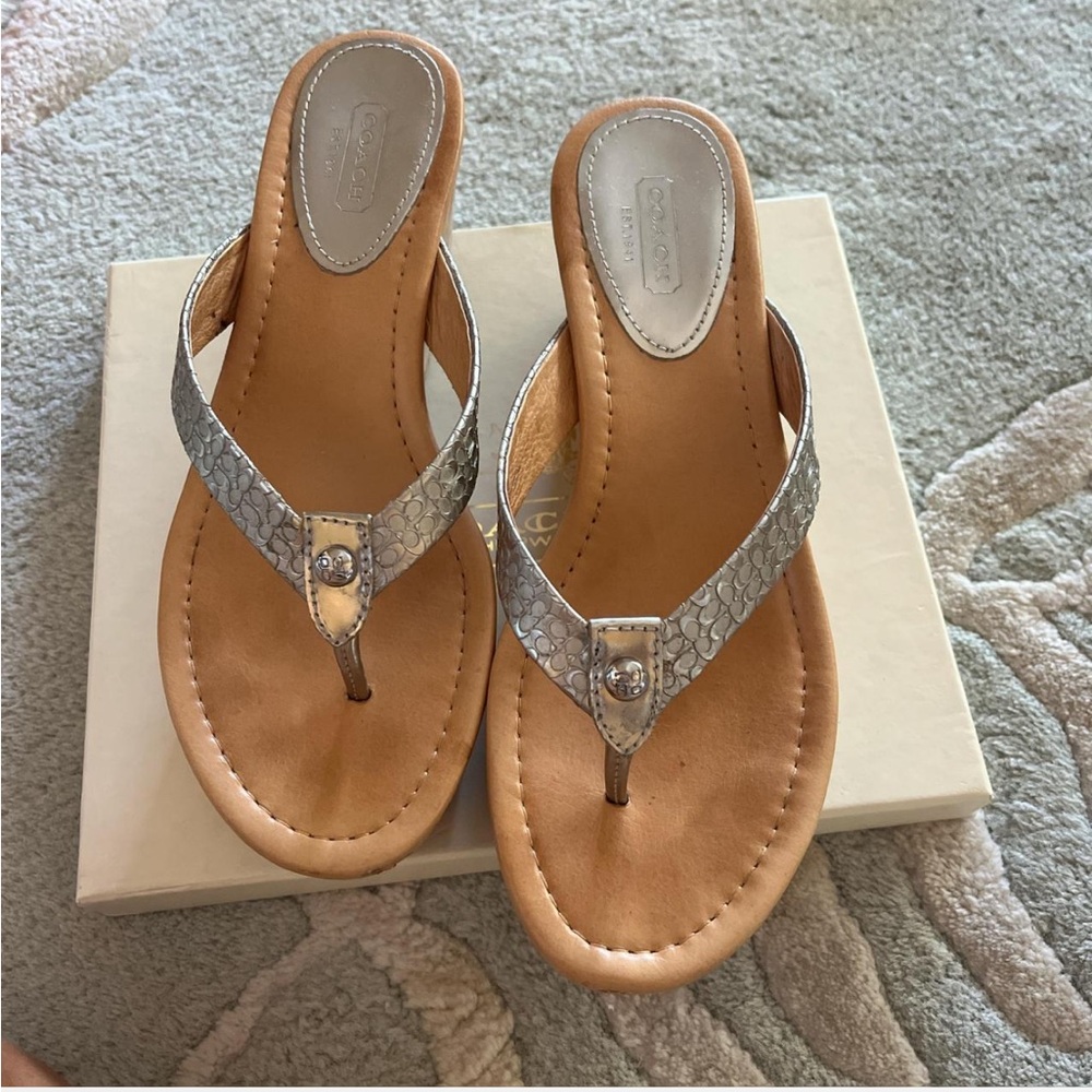 Coach NEW Platform Sandals Jorgina Mirror Metallic Size 8